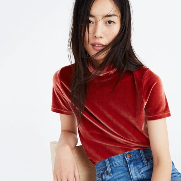 Madewell Velvet Mockneck Tee - Picture 1 of 4